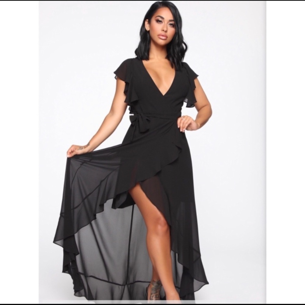 Black Wrap Maxi Dress